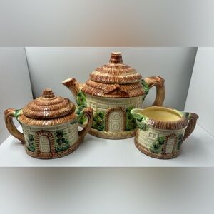Vintage CW Inc. Chadwick Cottage Ware Teapot, Creamer & Sugar w/Lid